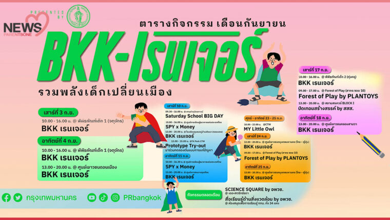 NEWS: กทม.จัดกิจกรรม “BKK เรนเจอร์ รวมพลังเด็กเปลี่ยนเมือง” เทศกาลเด็กและเยาวชน ตลอดเดือนกันยายนนี้